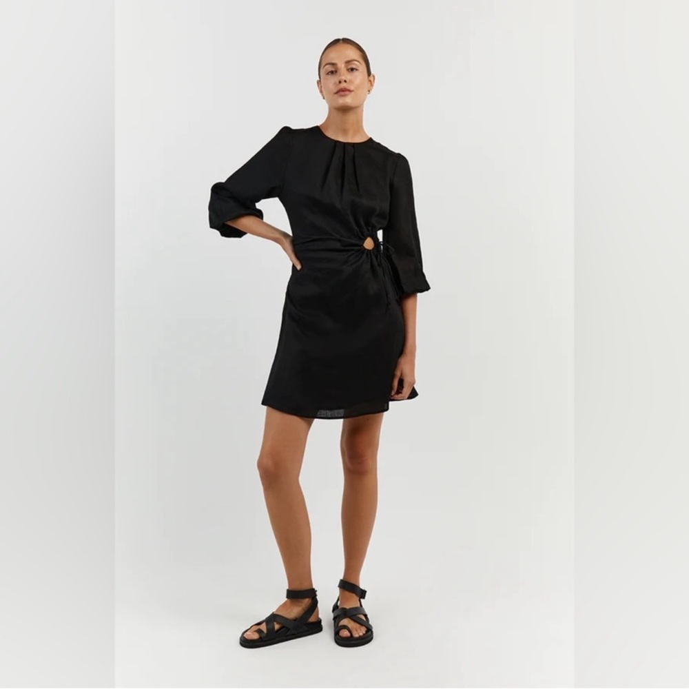 DISSH beau black linen sleeve dress mini US 6